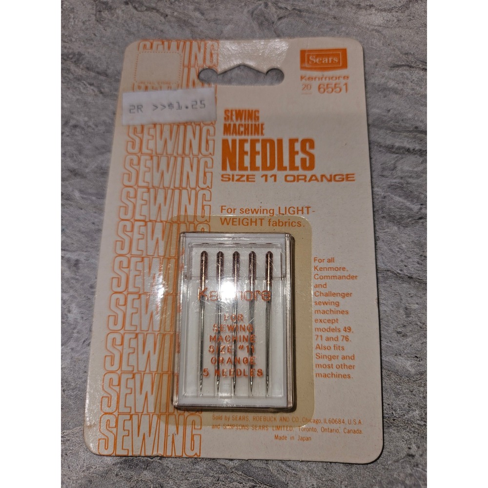 Vintage Sears Kenmore Sewing Machine Needles Size 11 Orange 5 Pack 20 6551 Japan
